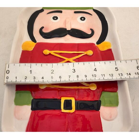 Appetizer/Cheese/Cracker/Cookie Dish-Christmas Soldier-Red Green-Long - Picture 8 of 9